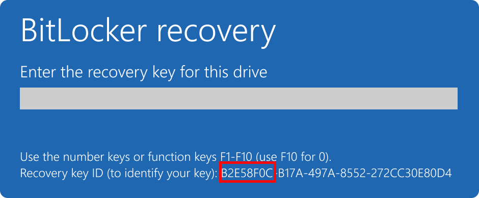 BitLocker recovery key example